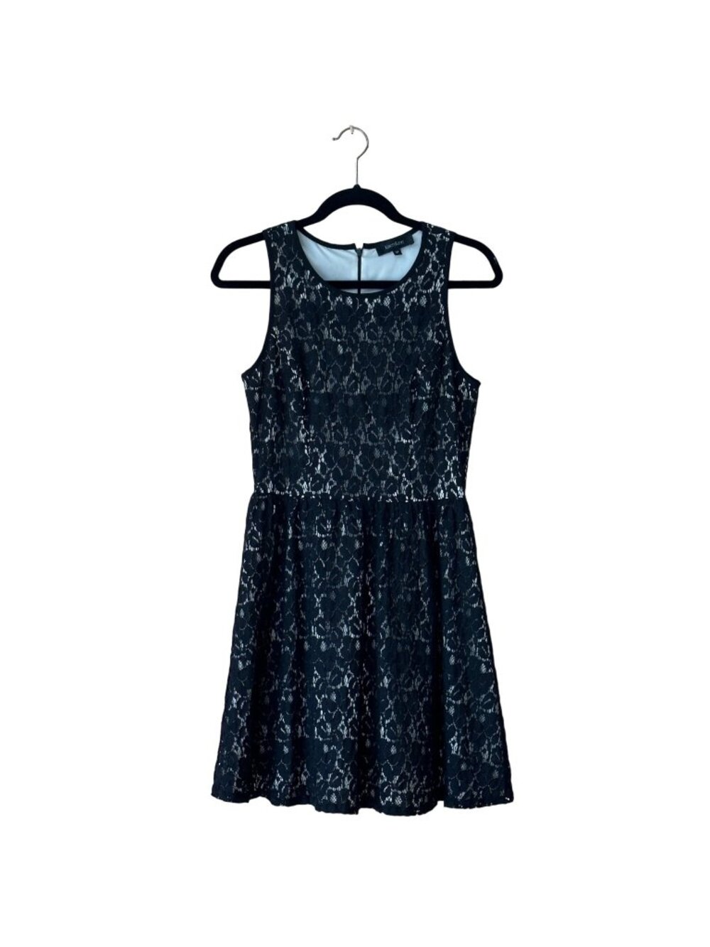 Karen Kane Black Floral Lace Sleeveless Fit & Flare Dress Size M Made in USA